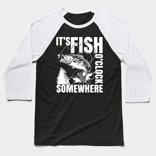 Funny Fish O'Clock design. Baseball T-Shirt by SzarlottaDesigns